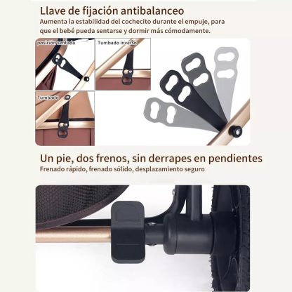 FINYQBET Carrito De Bebé Plegable Universal Para Cuatro Estaciones Sillas De Paseo para Bebés De Alta Vista para Bebés Recién Nacidos, Implementación Bidireccional Multifuncional Y Segura Caqui
