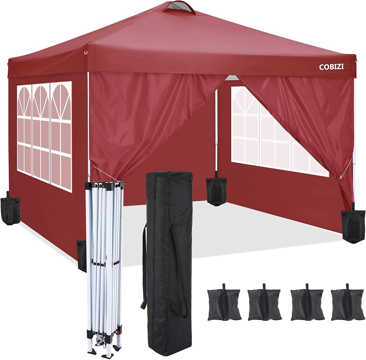 COBIZI - Toldo desplegable de 10 x 20 Pulgadas con 6 Paredes Laterales, toldo Impermeable para Eventos al Aire última intervensión, UPF 50+ cenador portátil para Fiestas, Playa, Camping, Boda,