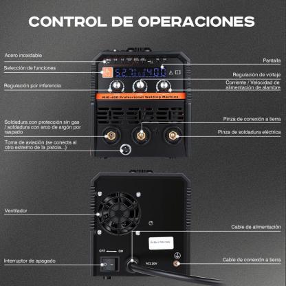 BIUBLE 7 en 1 Soldadora Inverter 400A Máquina Soldar Mig+MMA+TIG 110V, con LCD Pantalla Digital, Soldadora Inversor sin Gas, Soldadora Mig Industrial De Aluminio