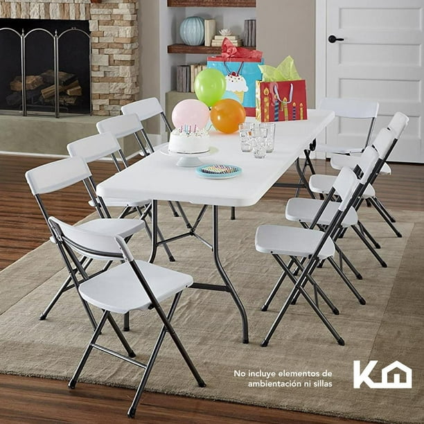 Mesa Plegable 180cm Portatil Portafolio Fiesta Jardin 2pzas Kingshouse COMBO-KH-141