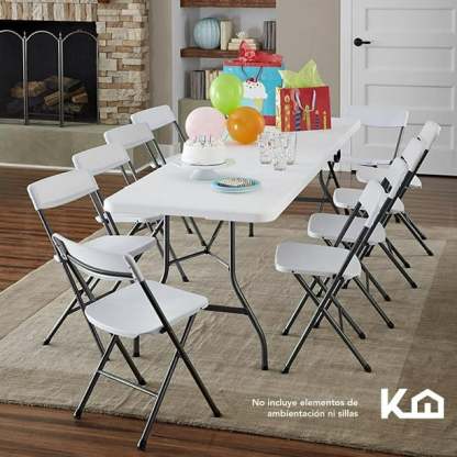 Mesa Plegable 180cm Portatil Portafolio Fiesta Jardin 2pzas Kingshouse COMBO-KH-141