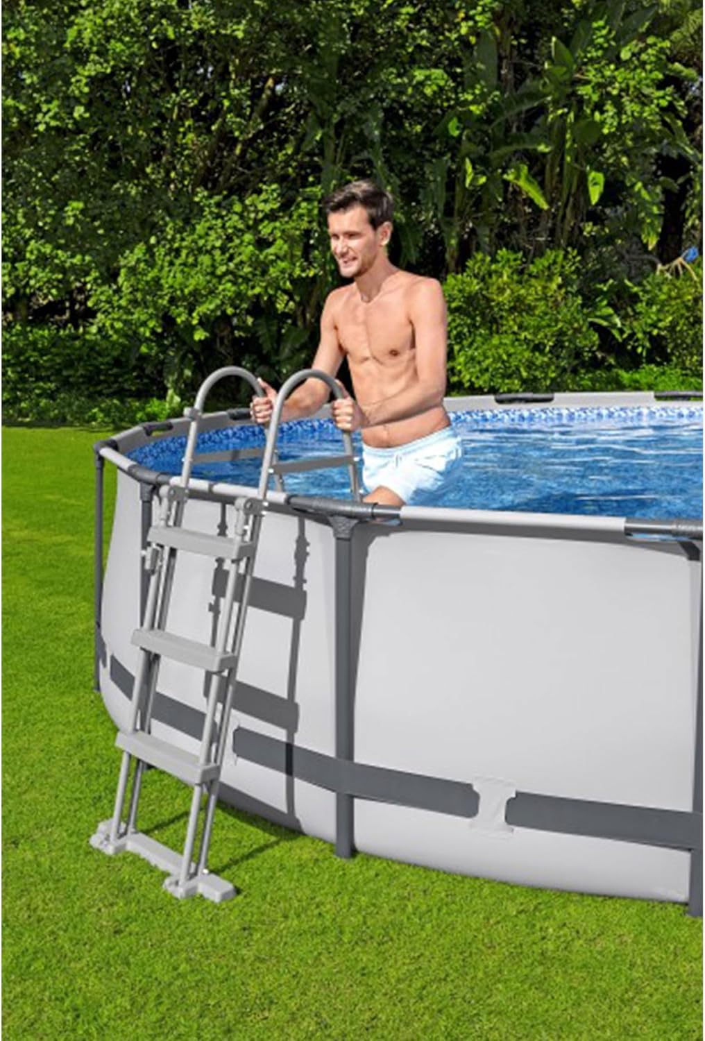 Bestway Steel Pro MAX - Juego de piscina redonda sobre el piso de 14 x 33 pulgadas, incluye bomba de filtro de 530 galones