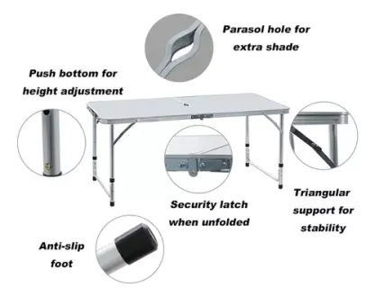 Mesa Plegable Portafolio Aluminio 1.2m Jardín Con 4 Sillas