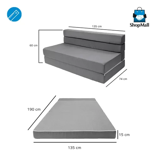 Sofa Cama Sillon Plegable Matrimonial Colchon Plegable Gris