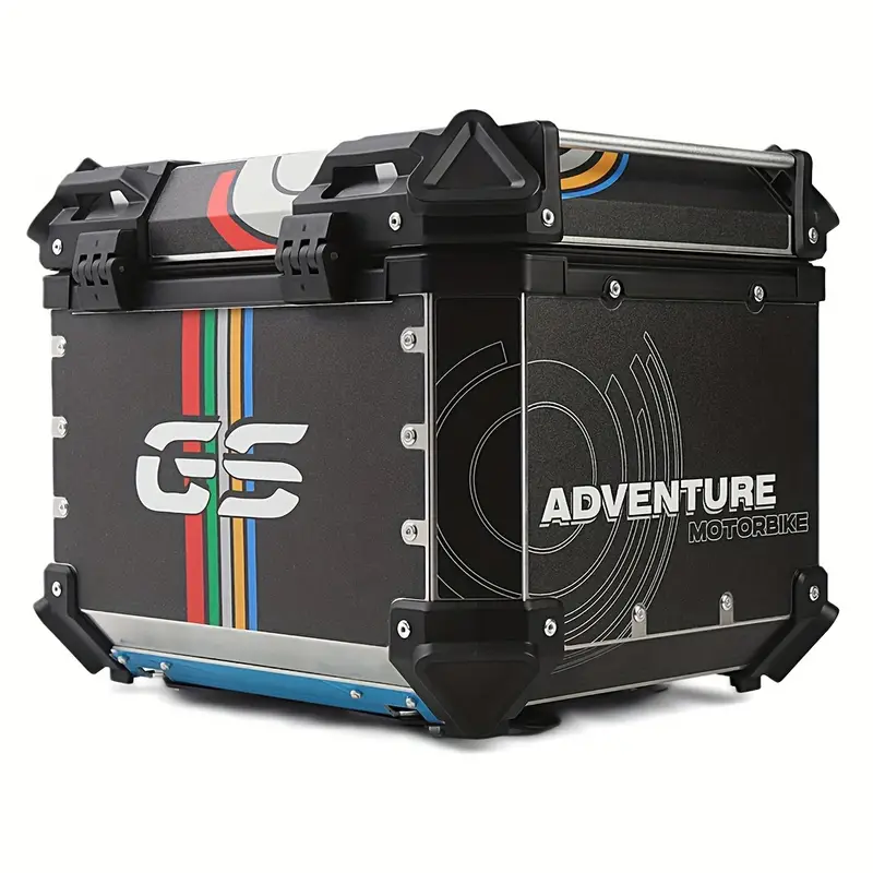 45L Motorcycle Top Box Tail Box, Aluminum Motorcycle Luggage Box, With Safety Lock, Suitable For Storing Helmets And Large Luggage