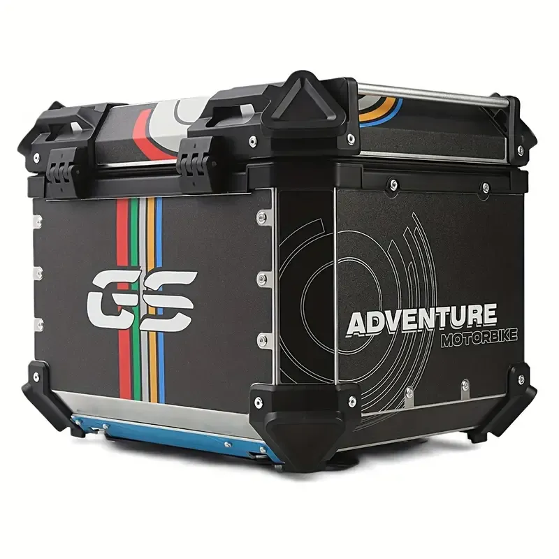 45L Motorcycle Top Box Tail Box, Aluminum Motorcycle Luggage Box, With Safety Lock, Suitable For Storing Helmets And Large Luggage