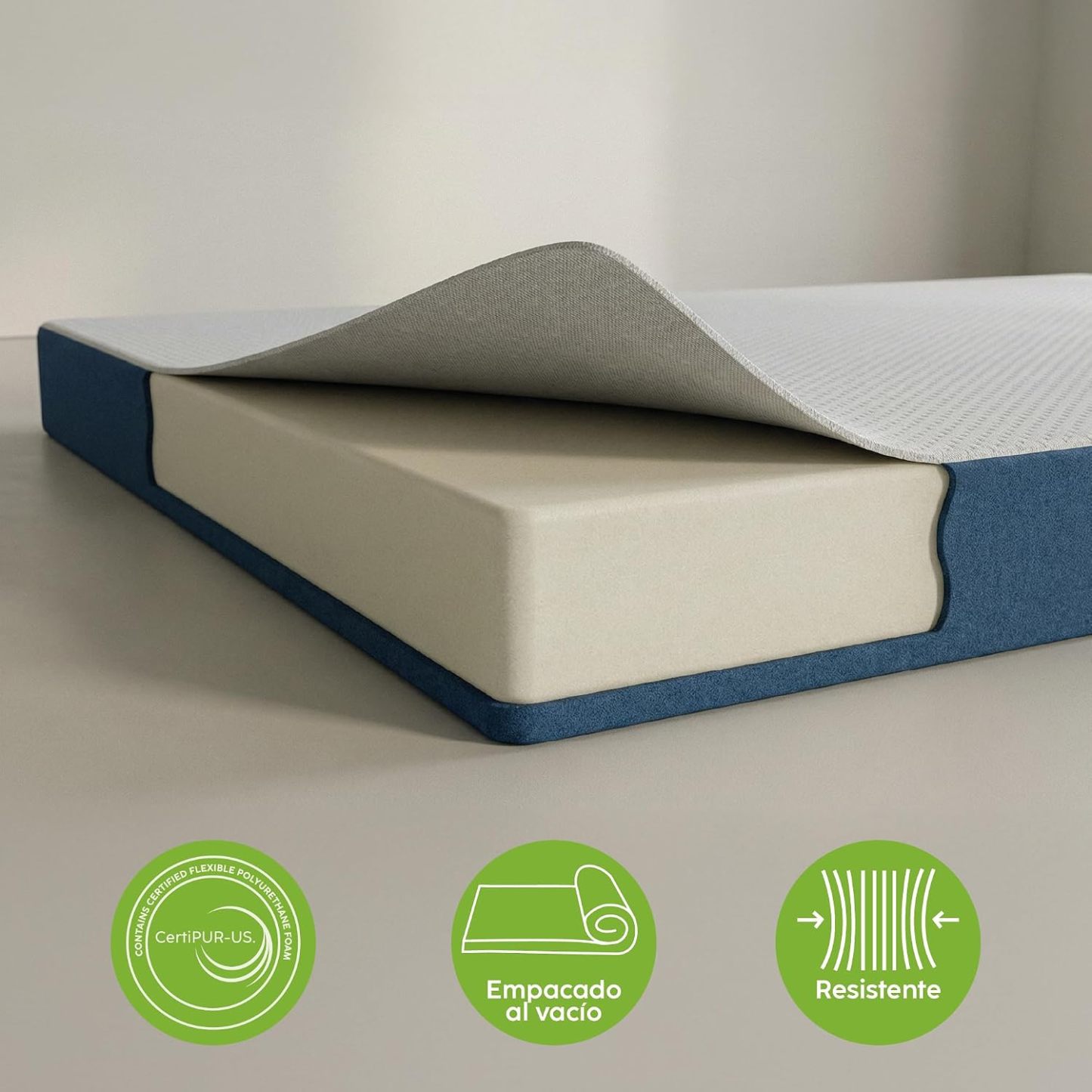 Colchón Plegable Matrimonial 190x135x10cm Portátil con Funda Extraíble de Algodón Poliéster Cómodo para Casa, Visitas y Viajes