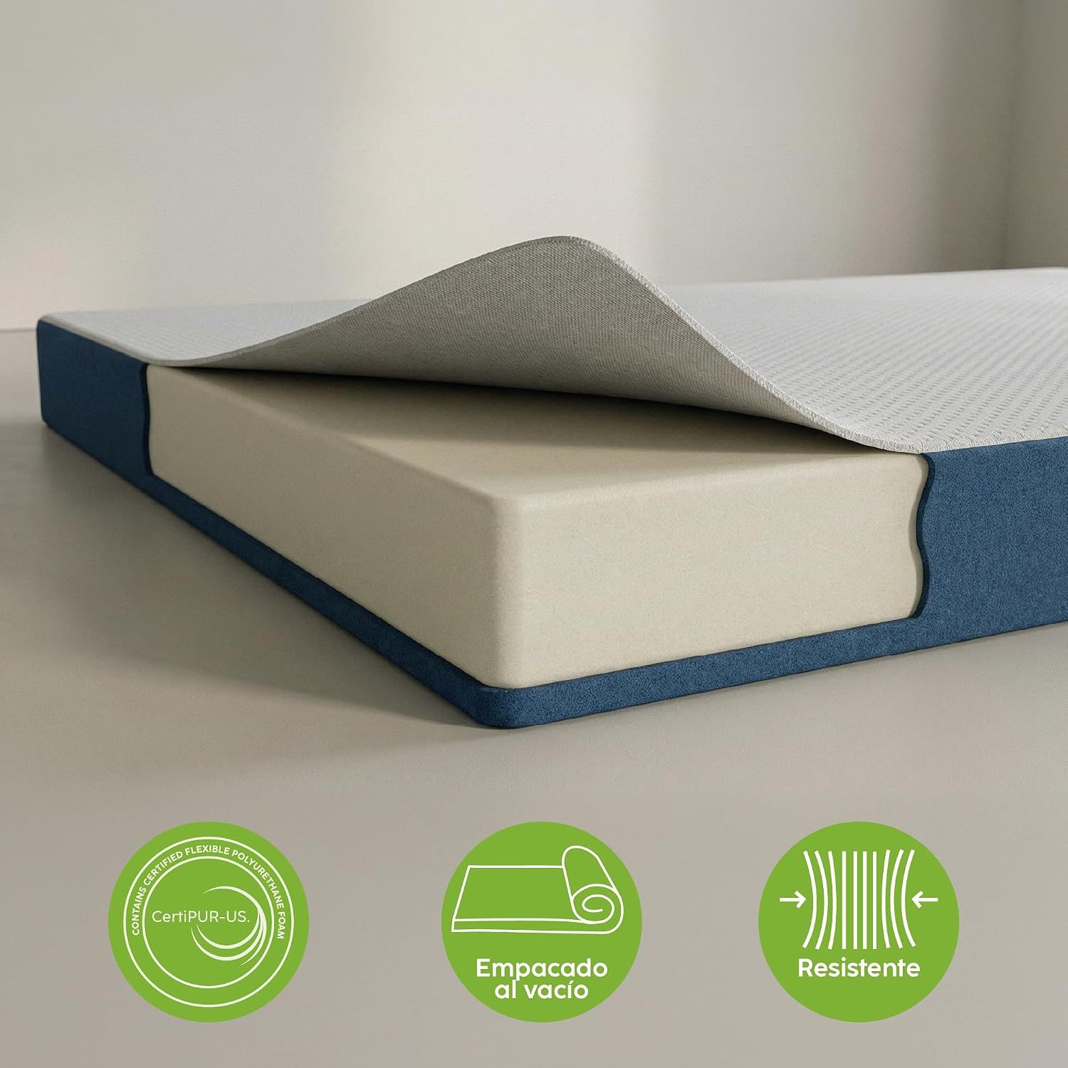 Colchón Plegable Matrimonial 190x135x10cm Portátil con Funda Extraíble de Algodón Poliéster Cómodo para Casa, Visitas y Viajes