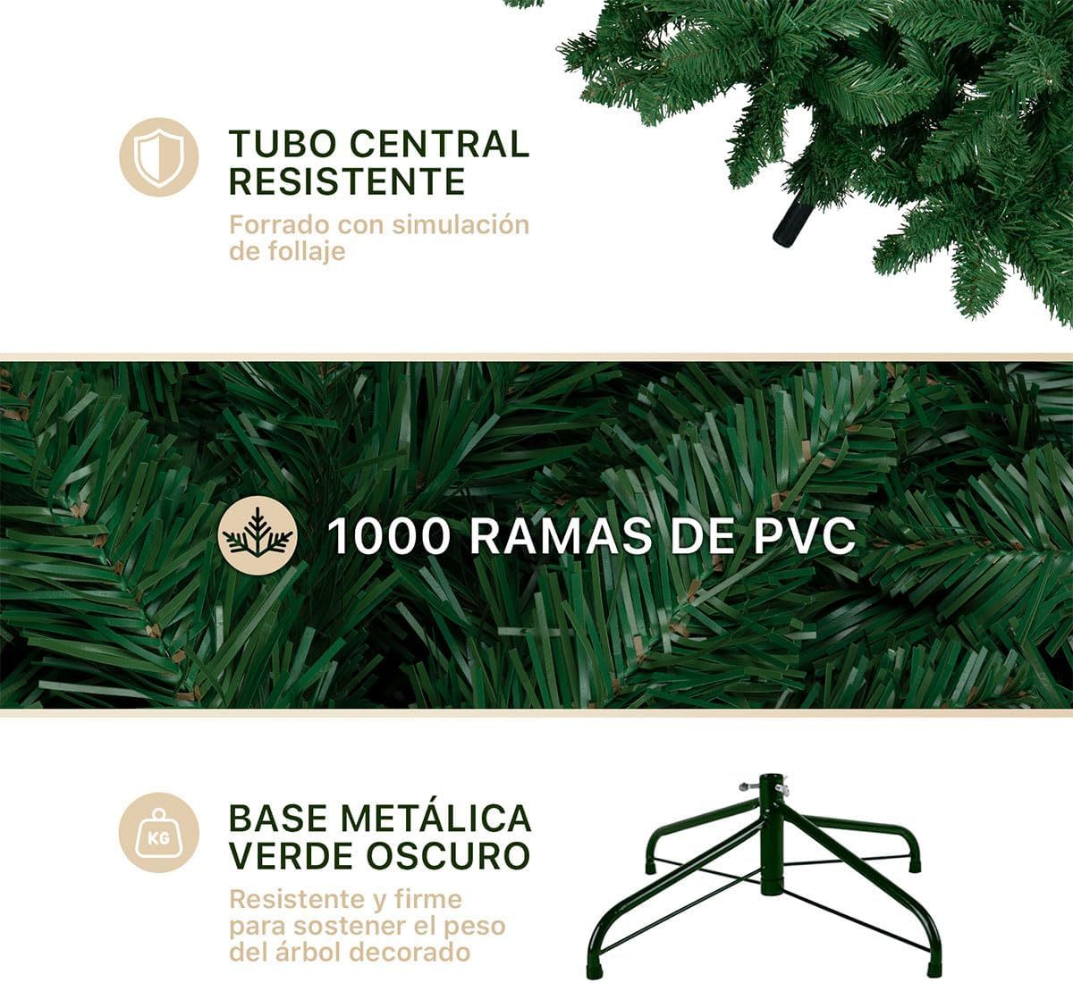 ESQUIMAL Árbol de Navidad Frondoso Pino Navideño Plegable, Cedro del Himalaya (Verde, 2.2 m)