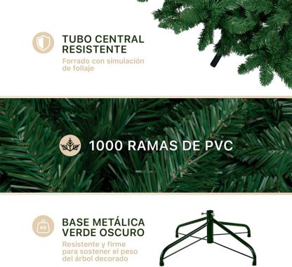 ESQUIMAL Árbol de Navidad Frondoso Pino Navideño Plegable, Cedro del Himalaya (Verde, 2.2 m)