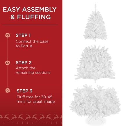 Best Choice Products - Árbol de Navidad Artificial de Abeto preiluminado de 7 pies para el hogar, Oficina, decoración de Fiesta con 550 Luces incandescentes, 1346 Puntas de Rama, fácil Montaje