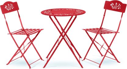 Alpine Corporation Juego de Bistró de 3 Piezas para Interiores/Exteriores con Mesa y Sillas Plegables, Asientos de Patio, Blanco