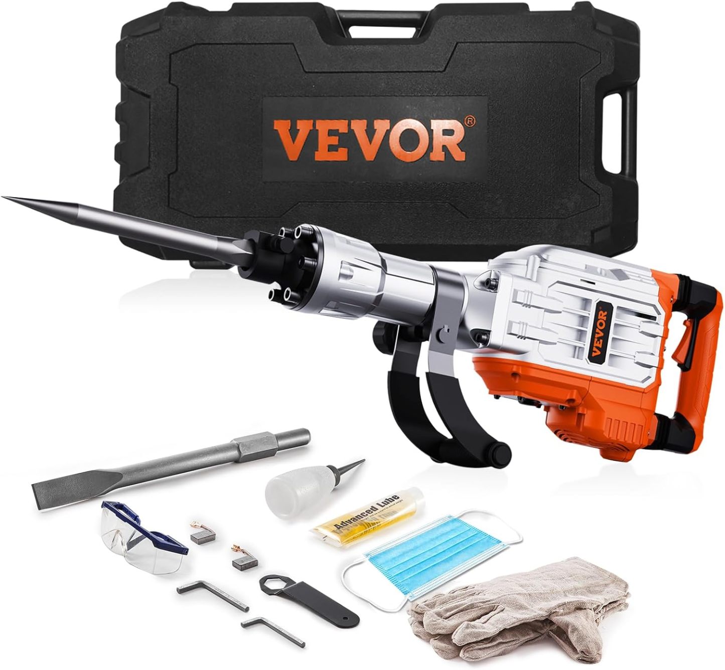 VEVOR - Martillo de demolición, MAX 2200 W, martillo eléctrico resistente, 1350 BPM, 6 piezas de cinceles con estuche