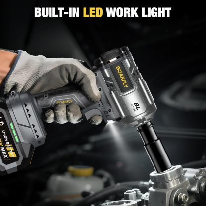 Llave de impacto inalámbrica mejorada de 1/2", 900 pies-libras (1200 Nm) sin escobillas, llave de impacto de alto par de 21 V con 2 baterías de 4.0Ah, velocidad variable para automóvil, camión
