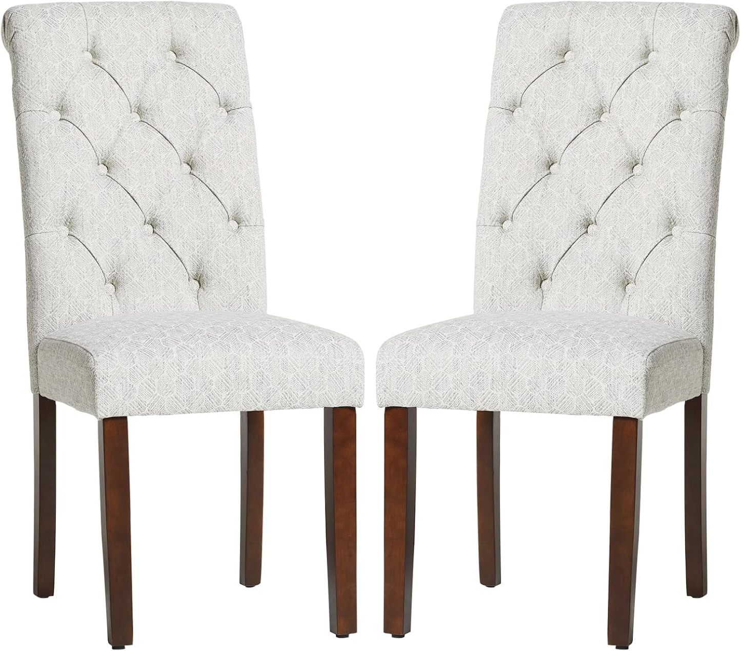 COLAMY - Juego de 6 sillas de Comedor con Botones y tapizadas, con Patas de Madera Maciza y Asiento Acolchado para Comedor, Cocina, Color Gris