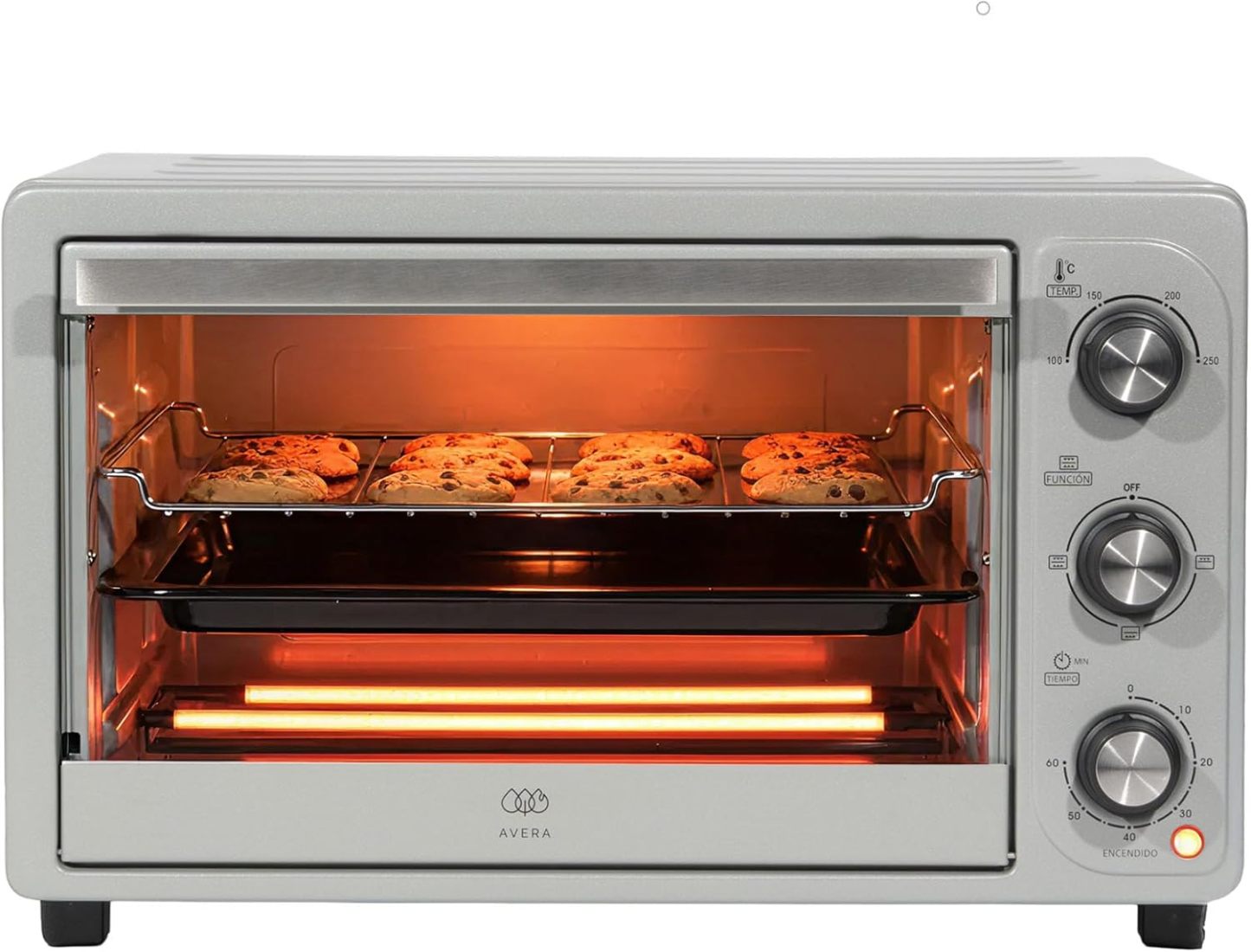 AVERA Freidora de aire y Horno eléctrico con puertas francesas de 25 Litros, tamaño XL, Panel digital con 18 funciones de cocción, Temperatura 30 °C - 200°C, Apagado automático, 7 accesorios | HPF01