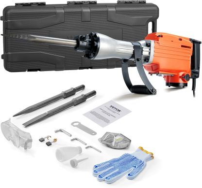 VEVOR - Martillo de demolición, MAX 2200 W, martillo eléctrico resistente, 1350 BPM, 6 piezas de cinceles con estuche