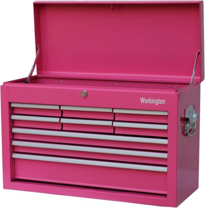 Workington Caja de herramientas portátil de metal con 9 cajones, 61 cm Caja de herramientas con 9 cajones y raíles de cajones con rodamientos de bolas, Caja organizadora de herramientas de acero 4006
