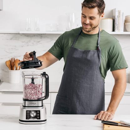 Ninja CO351B SS351 Foodi Potente sistema de licuadora para batidos, 4 en 1 + procesador de alimentos, una sola porción, 1400 WP, smartTORQUE, 6 programas predeterminados Auto-iQ (reacondicionado)