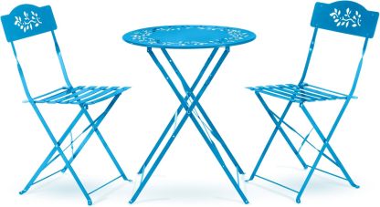 Alpine Corporation Juego de Bistró de 3 Piezas para Interiores/Exteriores con Mesa y Sillas Plegables, Asientos de Patio, Blanco
