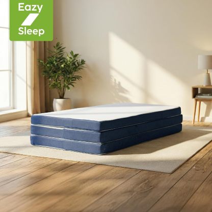 Colchón Plegable Matrimonial 190x135x10cm Portátil con Funda Extraíble de Algodón Poliéster Cómodo para Casa, Visitas y Viajes