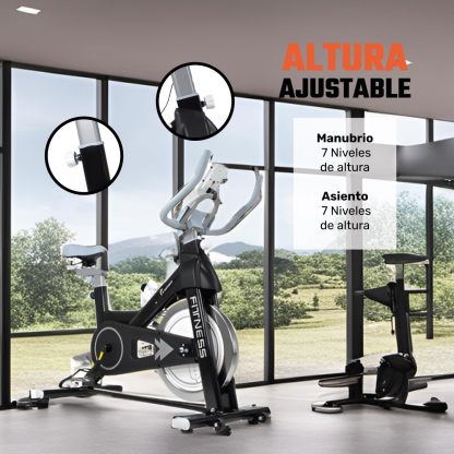 RACK & PACK Bicicleta Fija Spinning 13 Kg Pantalla LCD Soporta 180 Kg Ajuste de 5 Niveles en Asiento y Manubrio Pedales con Correas Bici Estatica Ideal para Rutina de Cardio en el Hogar Gym Gimnasio