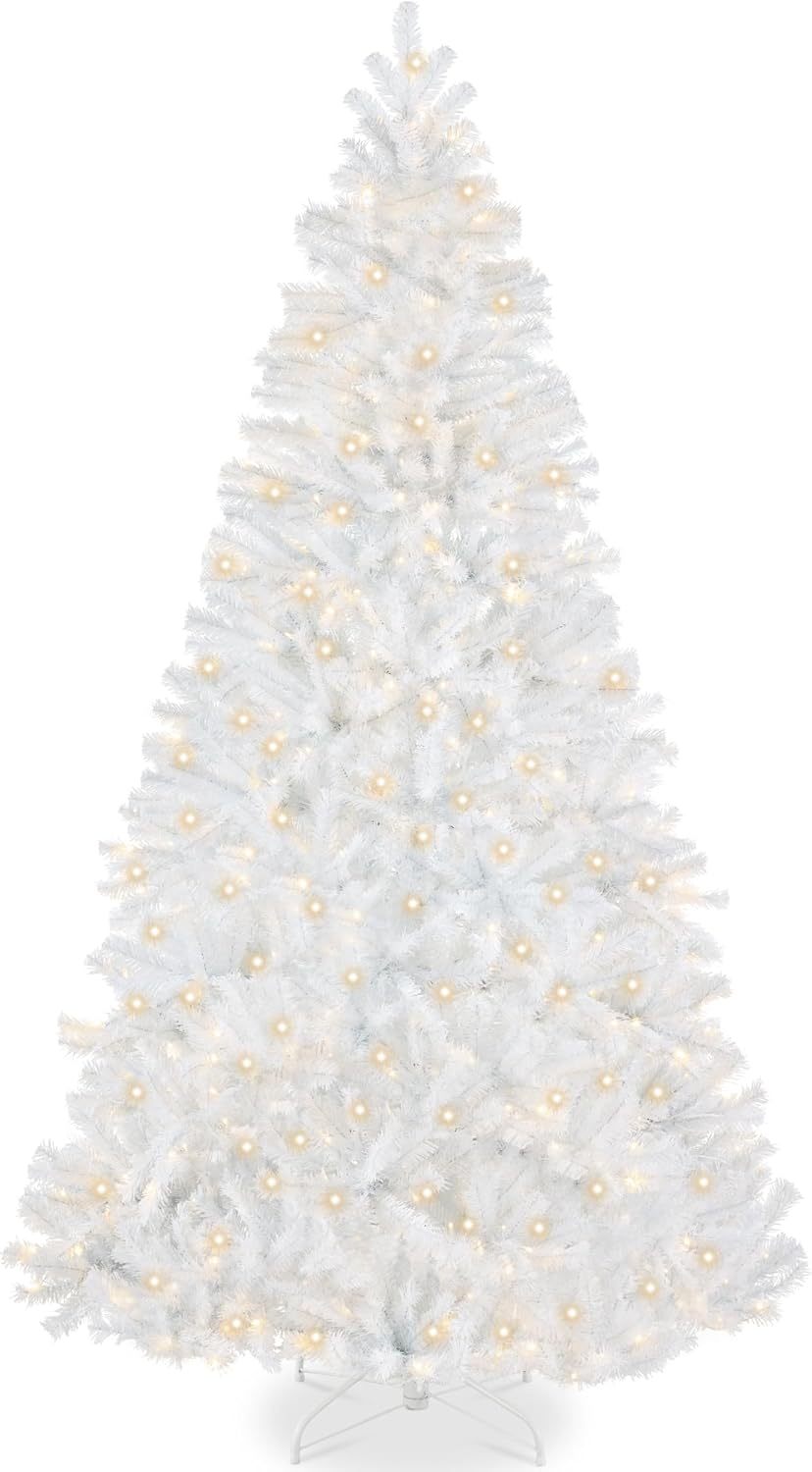 Best Choice Products - Árbol de Navidad Artificial de Abeto preiluminado de 7 pies para el hogar, Oficina, decoración de Fiesta con 550 Luces incandescentes, 1346 Puntas de Rama, fácil Montaje