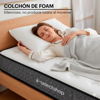 SELECTSHOP Colchón Individual En Caja Esponja Memory Foam De Alta Densidad Firmeza Media Suavidad Y Durabilidad Tecnología Híbrida Ortopédico (Blanca, Individual)