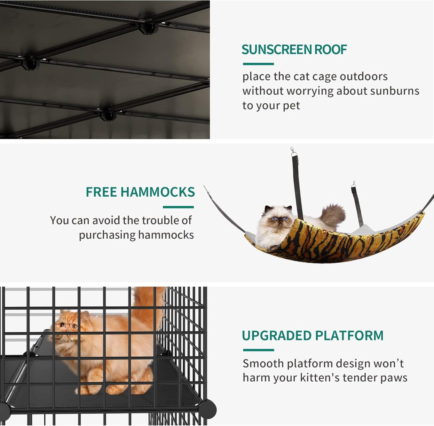 YITAHOME - Jaula Grande para Gatos con Cubo de Almacenamiento, Caja para Interiores de Metal con Hamaca para múltiples Mascotas, 4 Niveles de Perrera de Gato Negro, 140 x 140 x 140 cm