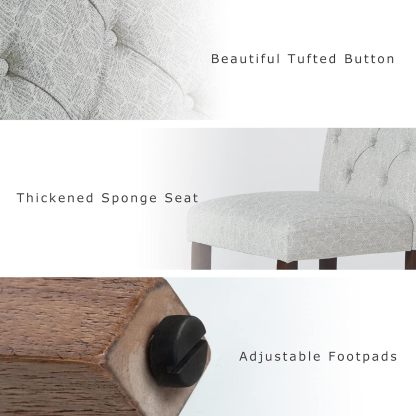 COLAMY - Juego de 6 sillas de Comedor con Botones y tapizadas, con Patas de Madera Maciza y Asiento Acolchado para Comedor, Cocina, Color Gris