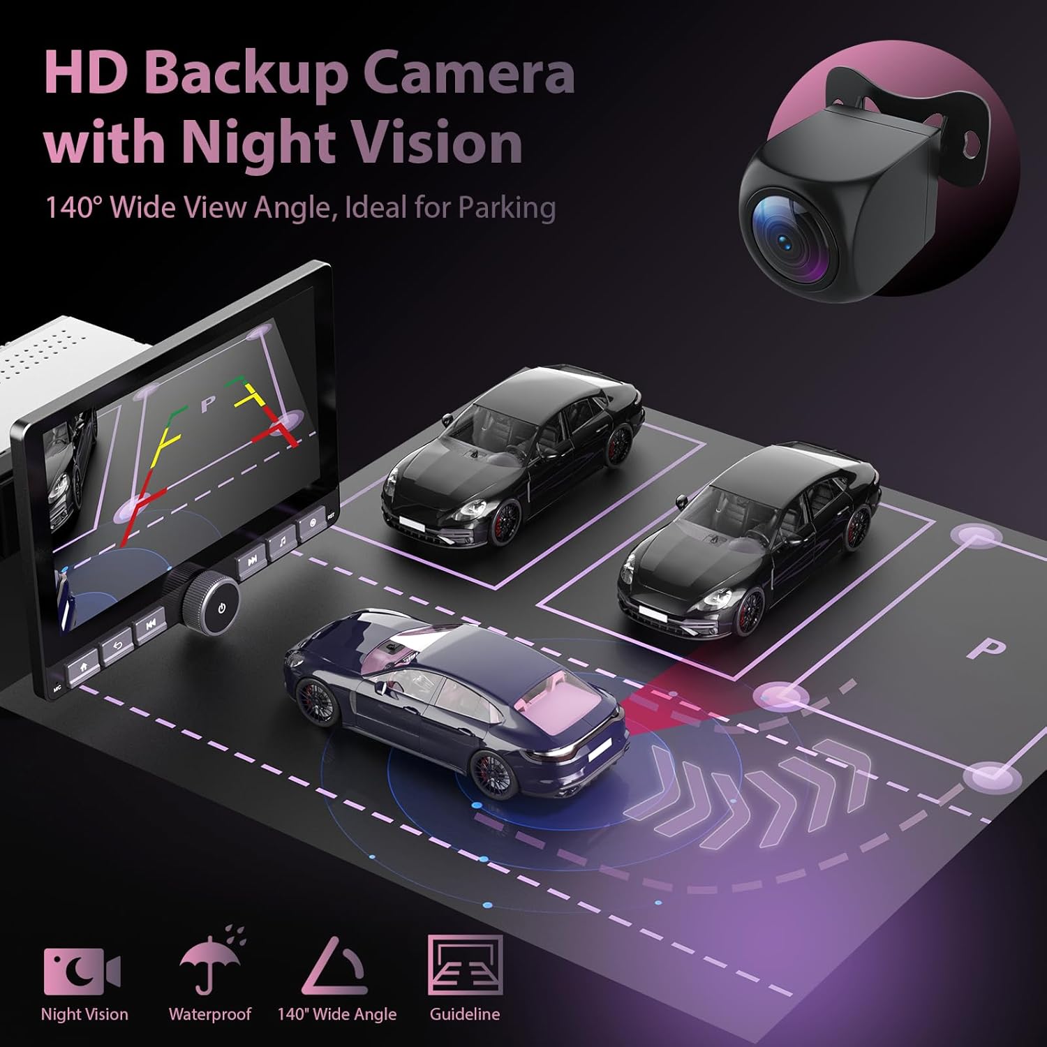 Haudio Estéreo 10.1" con Pantalla táctil 360° rotatable, CarPlay y Android Auto inalámbricos, GPS, Sonido Hi-Fi DSP, Control por Voz, cámara de reversa, Soporte 1080P y gestión APK