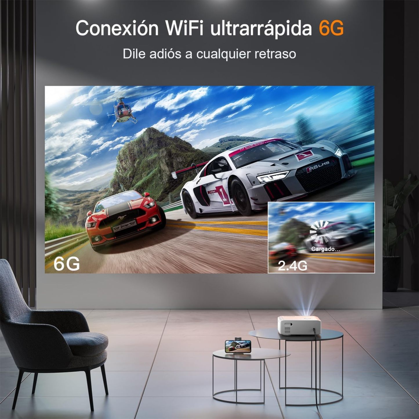 【AI Auto Focus & Keystone】 Proyector 4K Soporte, XuanPad Proyector Bluetooth WiFi6, 26000L 1080P Proyector Portatil Inteligente, Proyector para Cine en Casa con trípode para iOS/Android/TV Stick
