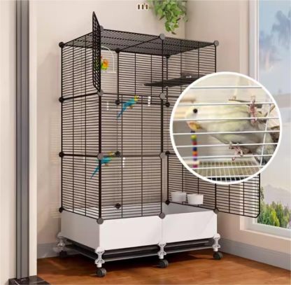 🐦 Jaula para Pájaros de Metal 54" con Ruedas | Jaula Alta para Loros y Aves Grandes | Diseño Resistente, Espaciosa y Fácil de Mover | Ideal para Hogar