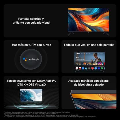 Smart TV 32" Google TV 2026 Diseño Ultradelgado Dolby Audio DTS:X DTS Virtual:X Control por Voz