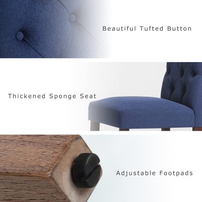 COLAMY - Juego de 6 sillas de Comedor con Botones y tapizadas, con Patas de Madera Maciza y Asiento Acolchado para Comedor, Cocina, Color Gris