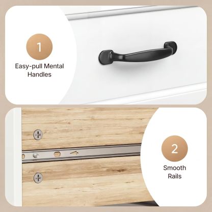 Gizoon - Cómoda de 6 cajones para recámara, cómoda de 47 pulgadas más grande con asa mental para habitación de niños, cómoda blanca con 6 cajones de almacenamiento para sala de estar, entrada y