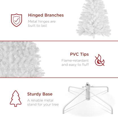Best Choice Products - Árbol de Navidad Artificial de Abeto preiluminado de 7 pies para el hogar, Oficina, decoración de Fiesta con 550 Luces incandescentes, 1346 Puntas de Rama, fácil Montaje