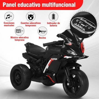 HONEYWHALE 6688 Moto Electrica Infantil Niño, Carro Electrico Niño Montable con Luz Led y Musica, Triciclo con Modo de Retroceso, Velocidad Máxima 4KM/H, Autonomía de 45 Minutos
