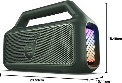 Soundcore Boom 2 bocina, 60W RMS y Tecnología BassUp, 24 Horas de reproducción, Sincroniza +100 Altavoces, IPX 7 y flotación, Altavoz Inalámbrico, Portátil Bluetooth, Party Box