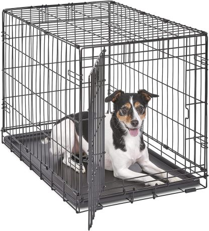 MidWest Homes for Pets - Jaula para perros XL | Jaula para perros MidWest iCrate de metal plegable con doble puerta con panel divisor, protege los pies y bandeja para perros a prueba de fugas | 48 pulgadas de largo x 30 de ancho x 33 pulgadas de alto, raz