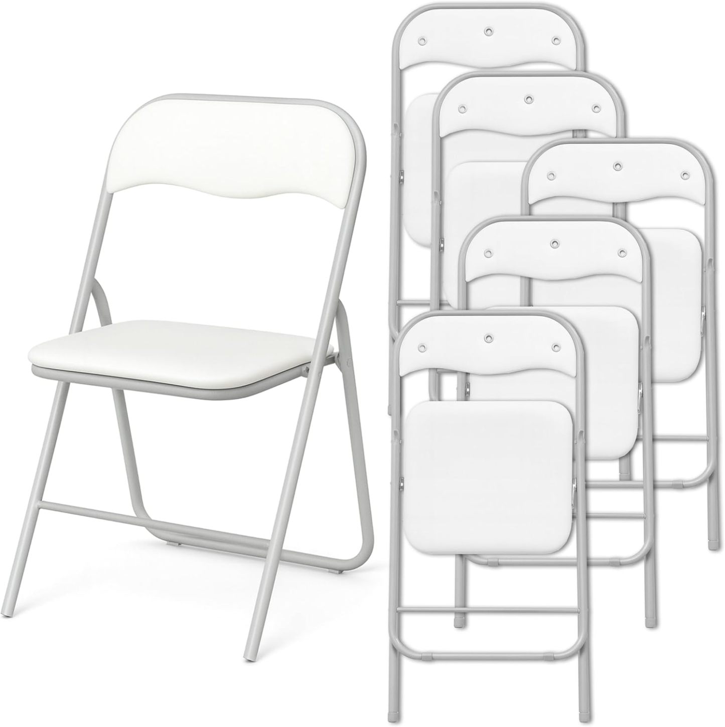 +gardenlife Set de 6 Silla Plegable, Estructura de Acero Reforzado, Asiento y Respaldo Acolchados | Exterior e Interior | Soporta 120Kg | Antideslizante, Ideal para Eventos Fiestas | Negro