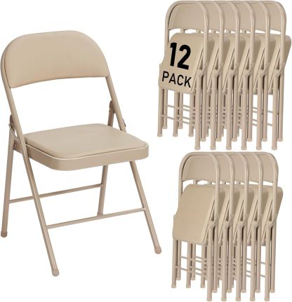 🪑 12 Sillas Plegables de Alta Resistencia | Uso Interior y Exterior | Para Jardín, Patio, Comedor, Eventos y Reuniones | Diseño Fácil de Guardar