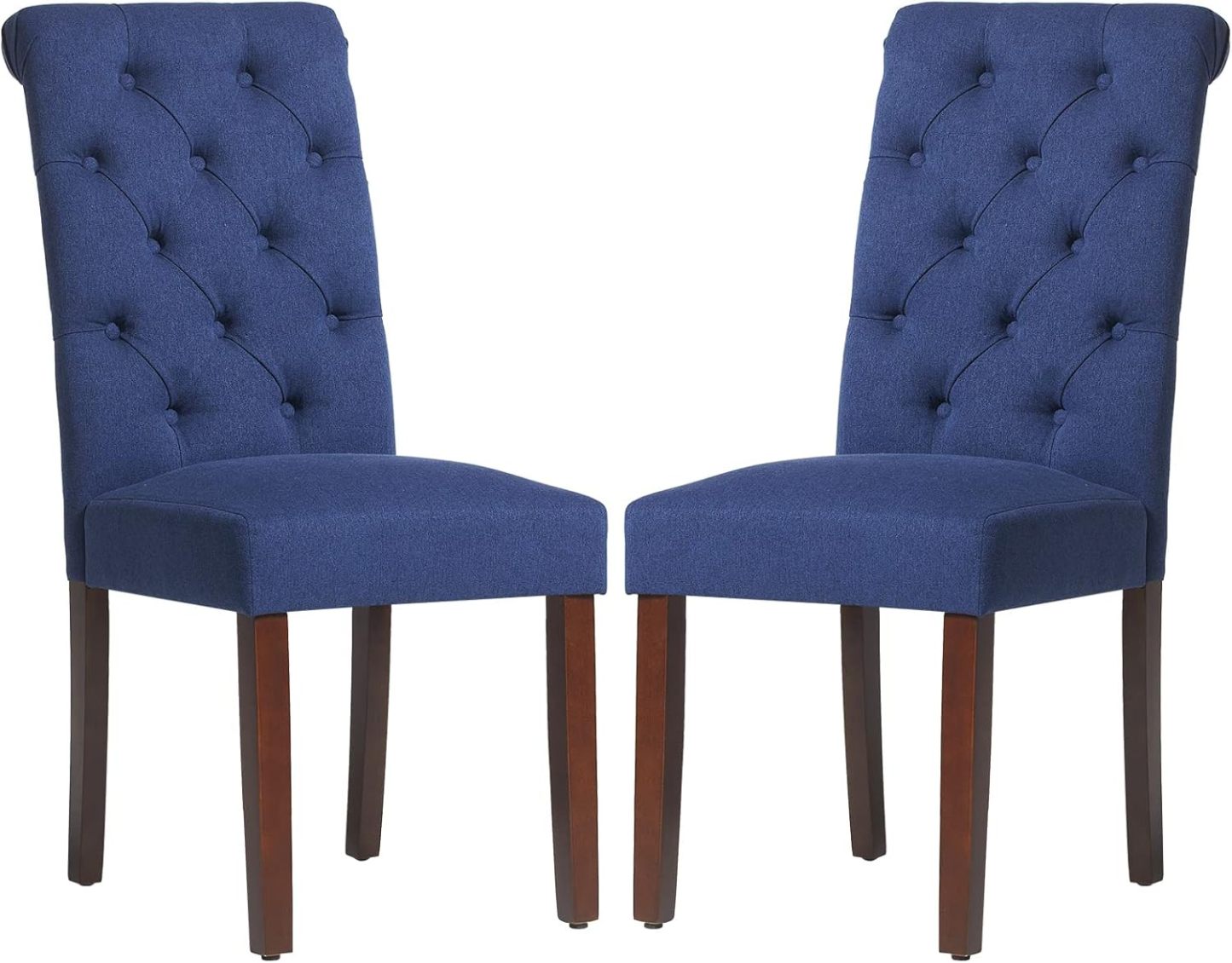 COLAMY - Juego de 6 sillas de Comedor con Botones y tapizadas, con Patas de Madera Maciza y Asiento Acolchado para Comedor, Cocina, Color Gris