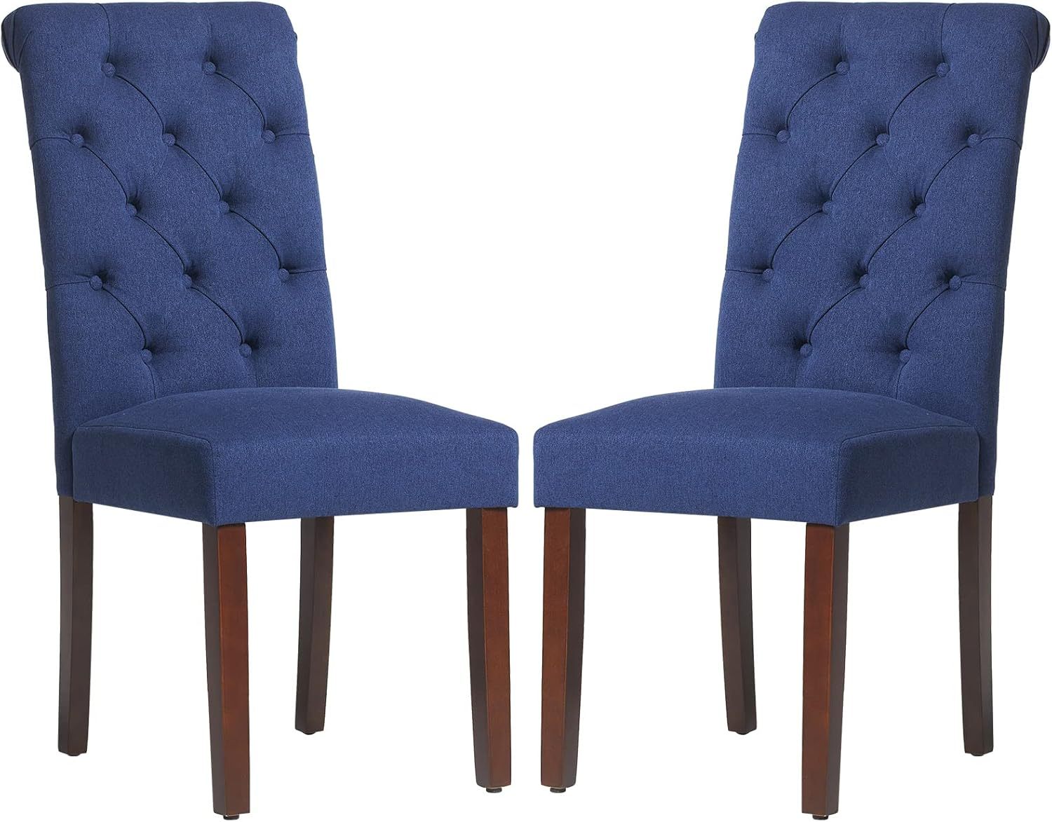 COLAMY - Juego de 6 sillas de Comedor con Botones y tapizadas, con Patas de Madera Maciza y Asiento Acolchado para Comedor, Cocina, Color Gris