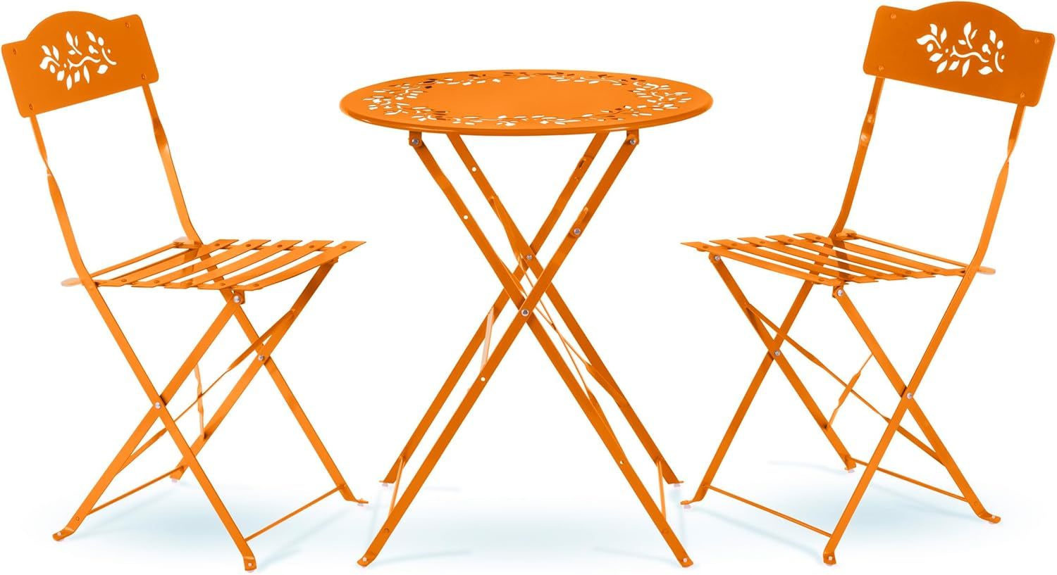Alpine Corporation Juego de Bistr�� de 3 Piezas para Interiores/Exteriores con Mesa y Sillas Plegables, Asientos de Patio, Blanco