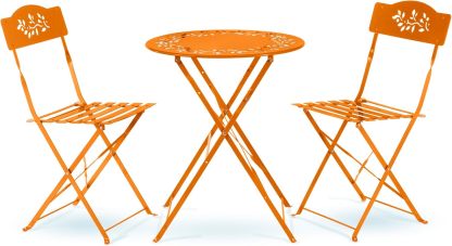 Alpine Corporation Juego de Bistró de 3 Piezas para Interiores/Exteriores con Mesa y Sillas Plegables, Asientos de Patio, Blanco