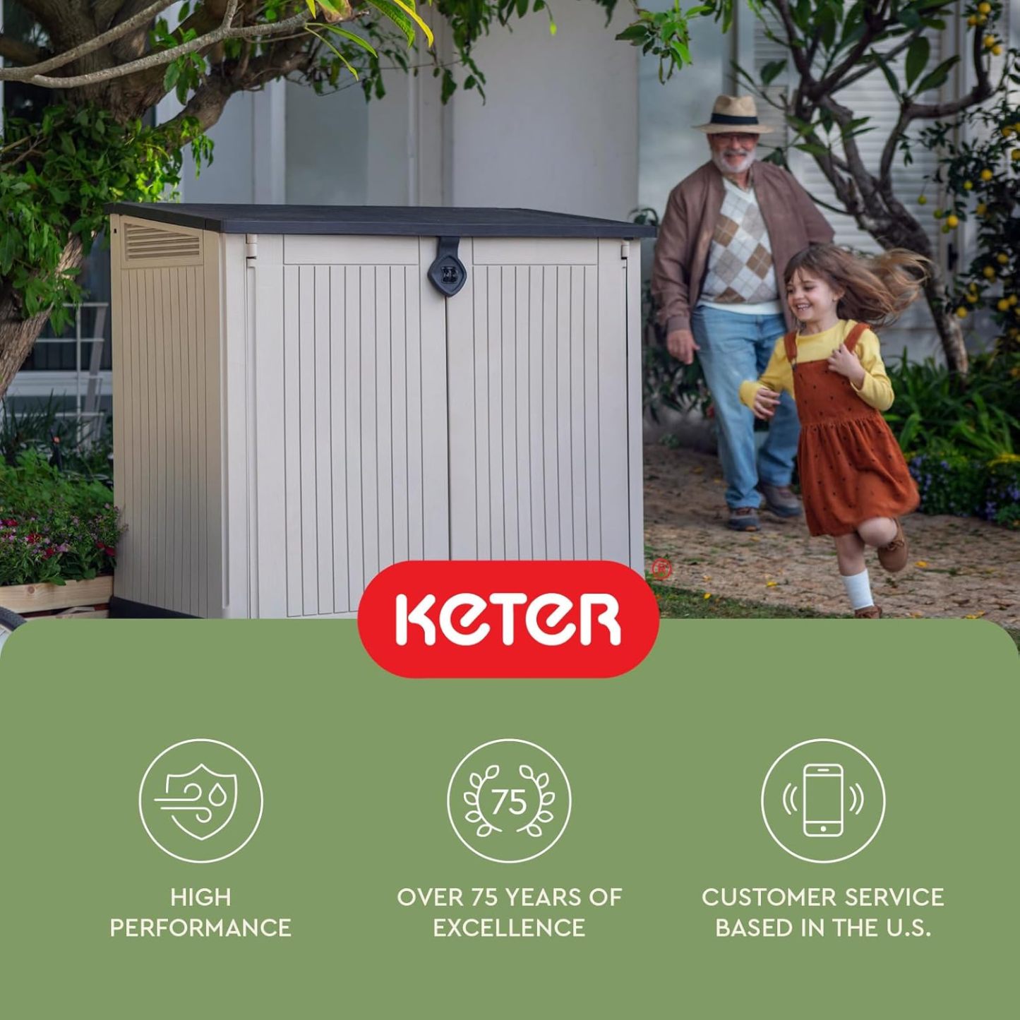 Keter Cobertizo de Almacenamiento Sio Midi, Color Grafito, 880 litros, Caja para almacenar, Exterior