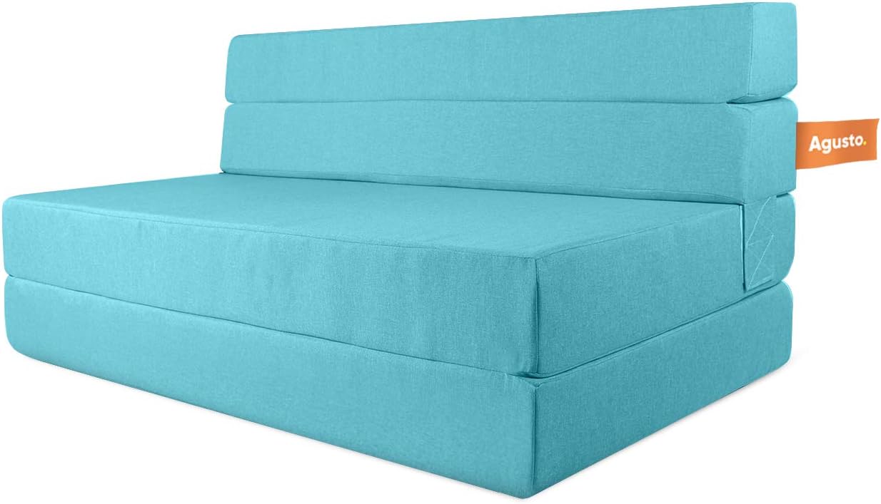 AGUSTO Sofá Cama Matrimonial Multifunción Colchon Plegable Futon Chaise Sillon Puff (Gris Oxford)