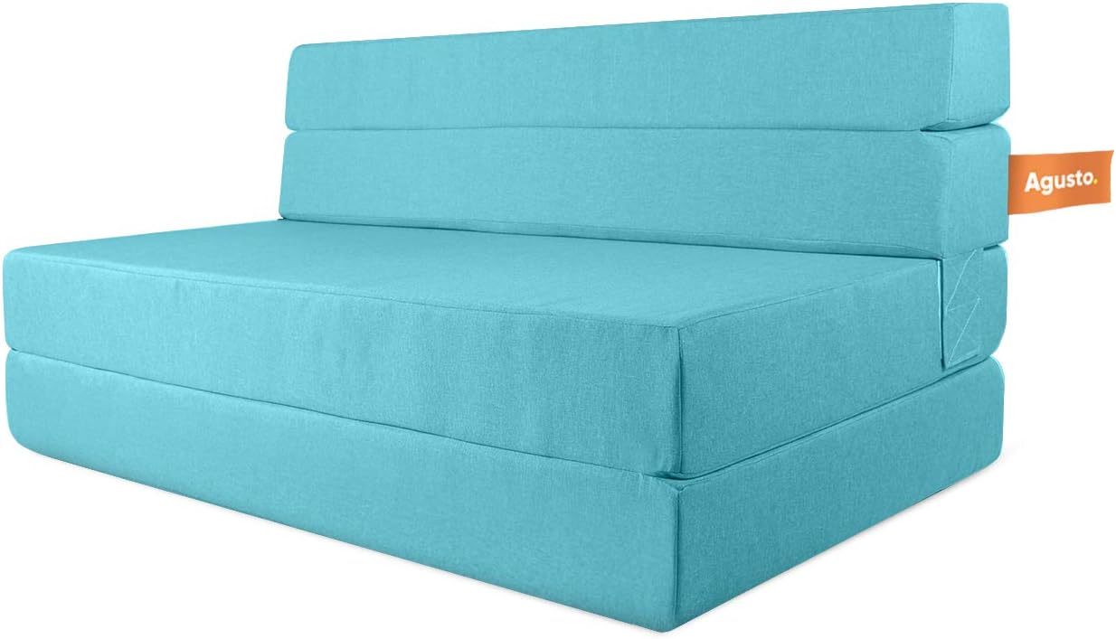 AGUSTO Sofá Cama Matrimonial Multifunción Colchon Plegable Futon Chaise Sillon Puff (Gris Oxford)
