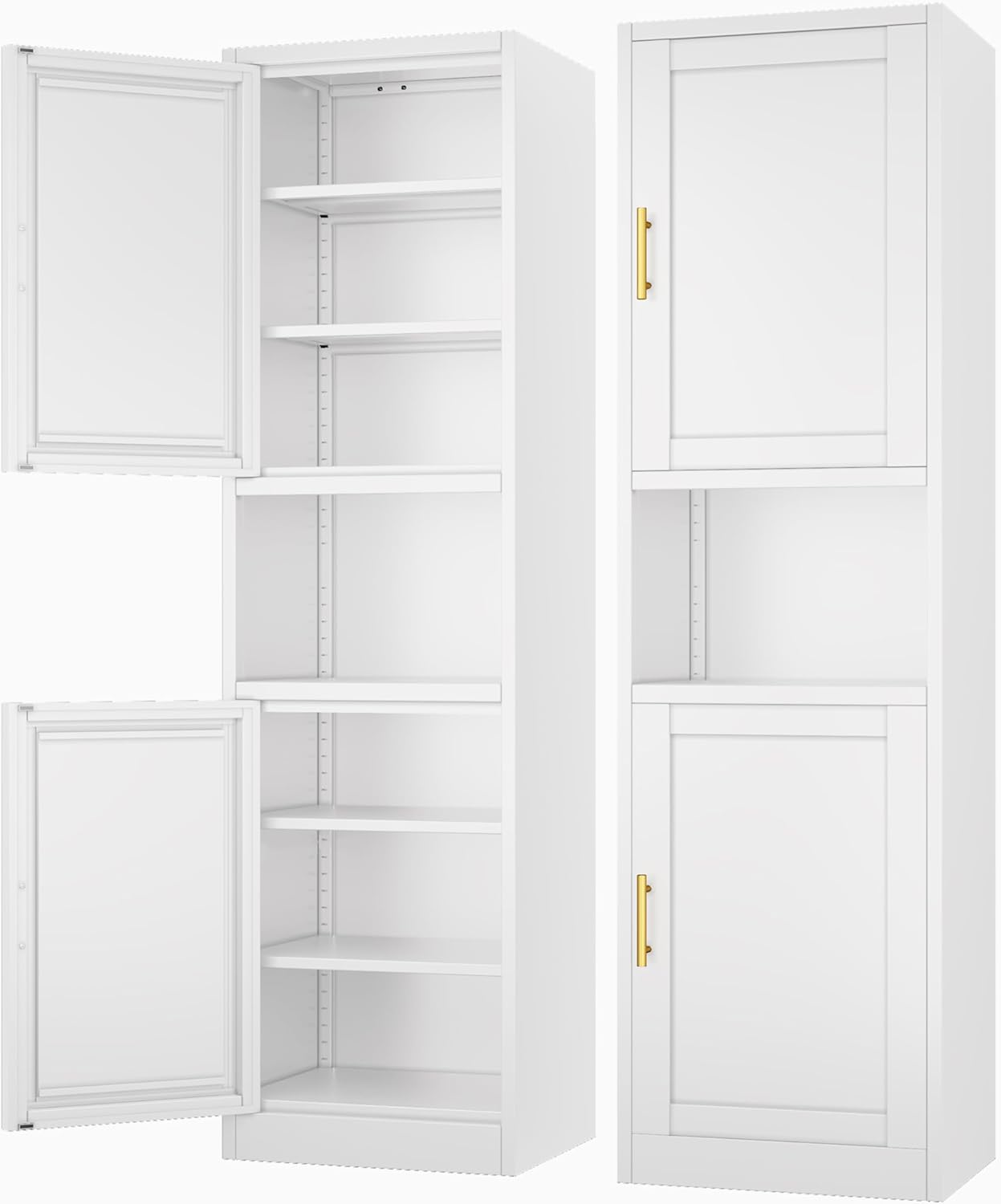 Ckzbx Gabinete de cocina de metal de 61 pulgadas de alto con 4 puertas, armarios de baño, 2 estantes ajustables para cocina, oficina en casa, sala de estar, comedor (negro)